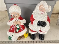 Ceramic Santa clause and Mrs. Claus 14 inch