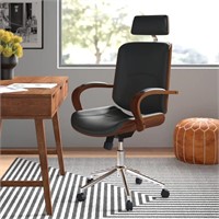 IDS Home High Back Walnut Wood Office Chair