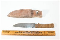 Unmarked hunting knife wooden handle