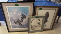 3 Bald Eagle Art Prints. Hugh Myrtle, Sign