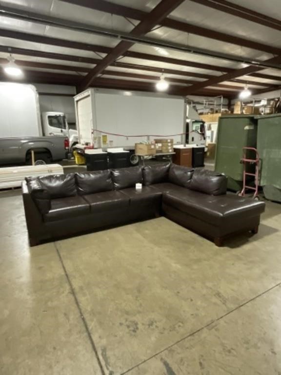 Used 2pc Sectional Brown Leather Sofa