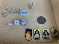 Misc pins, keychain handcuffs, Shell Token, KISS