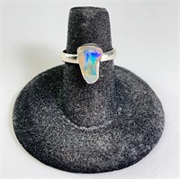Sterling Raw Fire Opal Ring 5 Grams Size 6