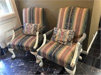 Pr. Upholstered Arm Chairs 43"h 29" w