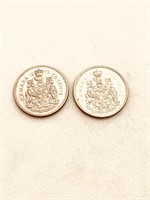 1975, 1982 Canada 50 cent Pcs