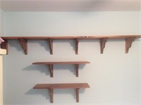 Lot of 3 Wood Wall Hanging Shelves