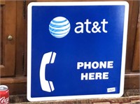 Metal 2-sided at & t Phone sign