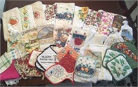 Lot of Kitchen Towels and Hot Pads Pot Holders