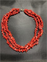 3 STRAND RED MINERAL NECKLACE