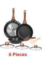 6pieces- ESLITE LIFE Frying Pan Set with Lids Nons