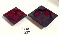 Ruby Red Ashtray Set of Two