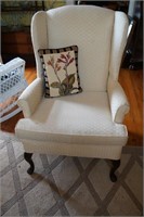 White Upholstered Wing Back Chair