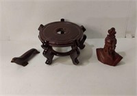 Three Wood Pieces: Seal, Asian Stand,& Man U13C