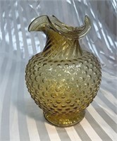 Amber Fenton Vase with Hobnail Surface and Twisted