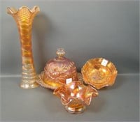 (4) Piece Imperial Marigold Carnival Glass Lot