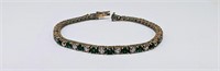 Nice Sterling Silver, CZ's & Green Stone Bracelet