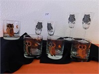 Couroc Owl Tumblers & Sherry Glasses