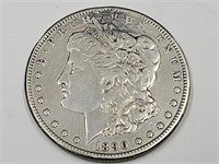 1890 C C Morgan Silver $ Coin, Damaged Edge