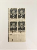 1965 5c Winston Churchill Plate Block of Stamps