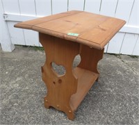 Knotty pine drop-leaf stand