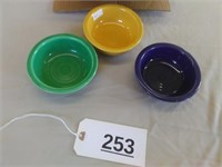 3 Fiesta 4 3/4 inch Bowls - As is