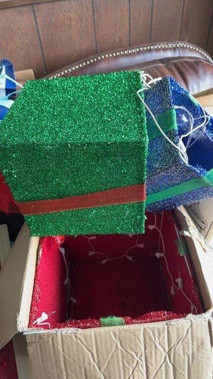 3 Christmas lighted boxes