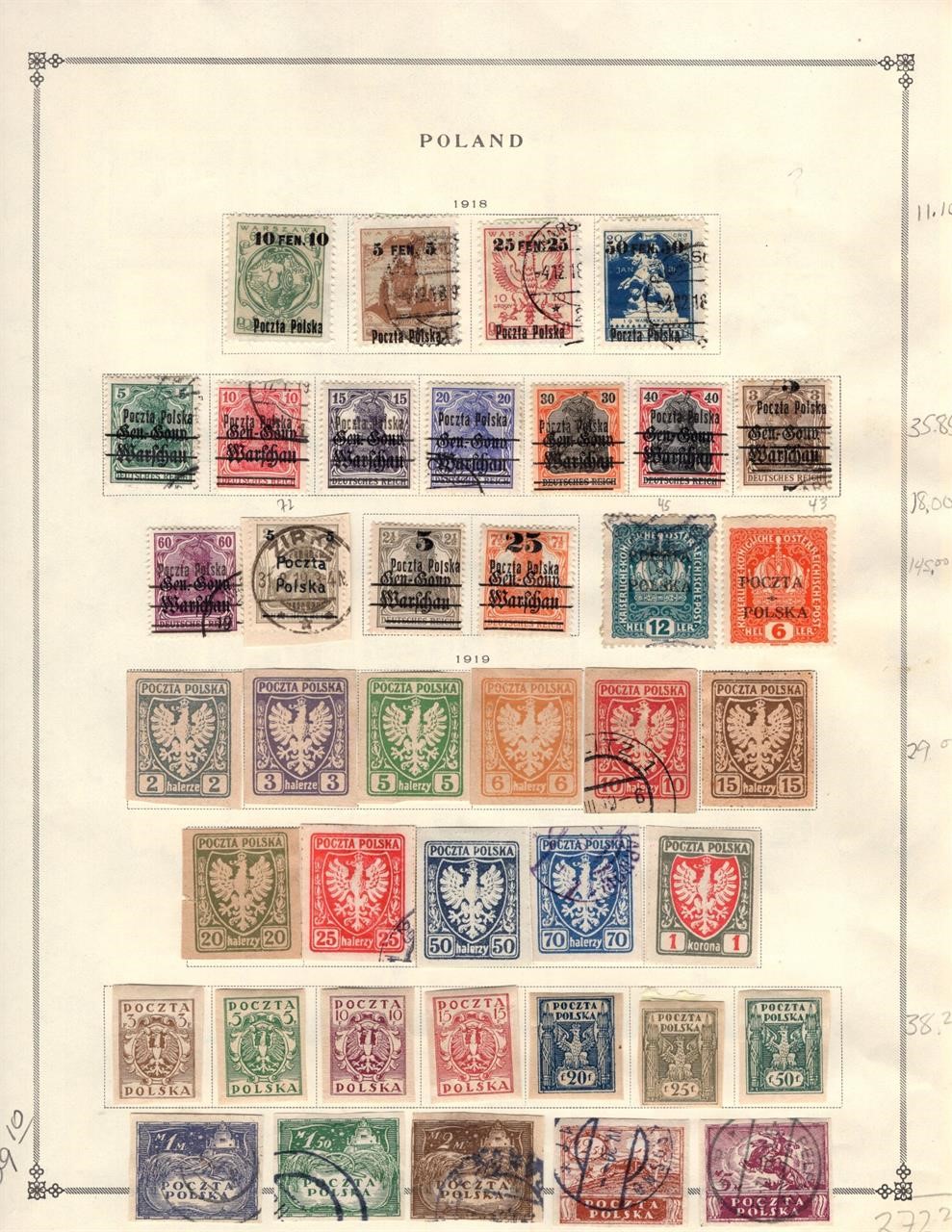 POLAND COLLECTION, MINT/USED CLASSICS SCV: $1,300+