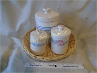 3 Pc. Canister Set on Basket Tray
