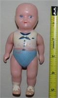 Vtg Renwal Plastic No9 Baby Toddler Sailor Doll 5"