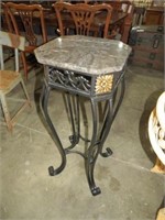 MARBLE TOP  METAL PLANT STAND