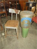 INDUSTRIAL STYLE CHAIR, ADV TIN, METAL STOVE PIPE