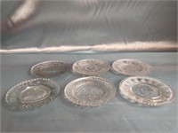 MIX OF 6 CUT GLASS CUP SAUCERS WITH VARIOUS