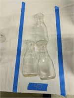 3 piece lot of milk bottles Delamore Dairy and