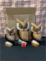 Hand Carved/Painted Owls