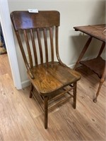 Vintage Wooden Plank Bottom Side Chair