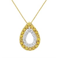 14k Gold-pl .52ct Yellow & White Diamond Necklace
