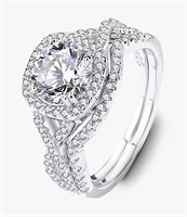 925S 1.0ct Moissanite Diamond Ring Set