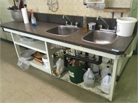 ~8' Service Counter w/ 2 Sinks