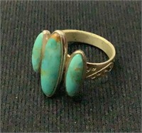 Sterling silver/turquoise 3 stone ring