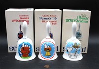 3 Ltd. Ed. Peanuts Holiday Porcelain Xmas Bells