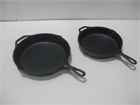 Two Cast Iron Skillet Largest 12"