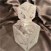 1960s Clear Glass Decanter Diamond Pattern