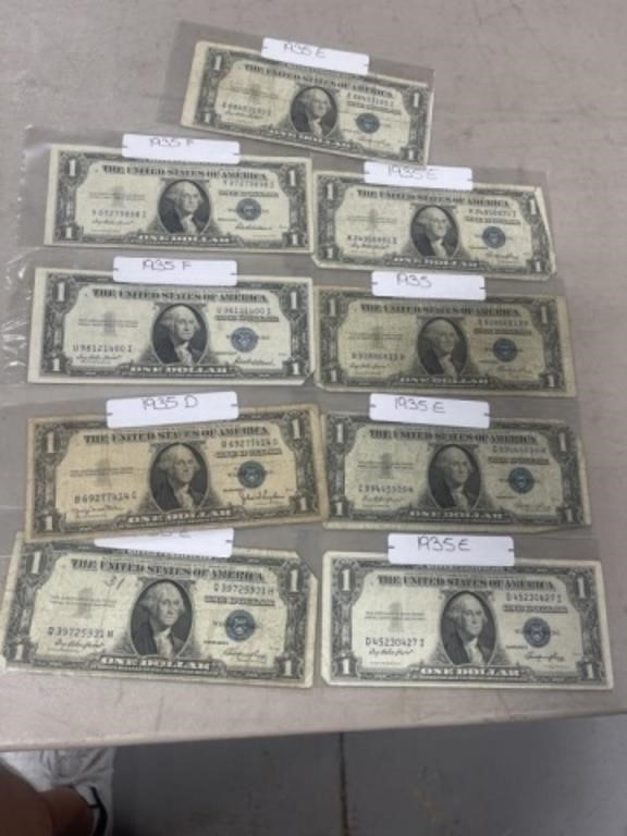 9-$1 SILVER CERTIFICATES