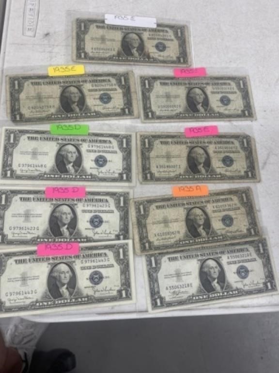 9-$1 SILVER CERTIFICATES