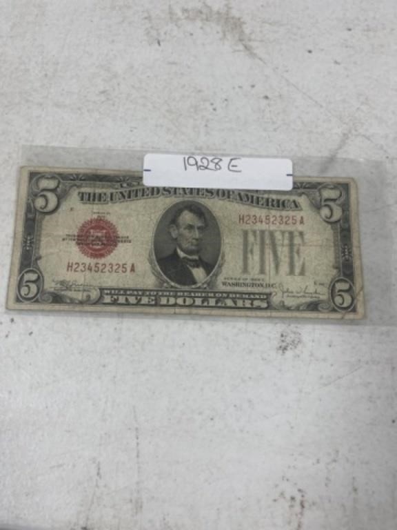 1928 $5 RED NOTE