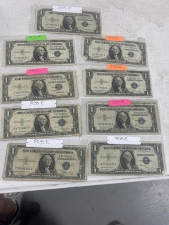 9-$1 SILVER CERTIFICATES