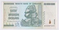 ZIMBABWE $50 MILLION DOLLARS BANK NOTE
