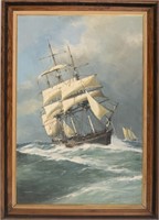 Oil Painting of Clipper at Sea