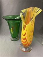 (2) Pieces of Unsigned Art Glass