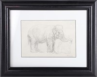 REMBRANDT ORIGINAL ELEPHANT SKETCHING AFTER